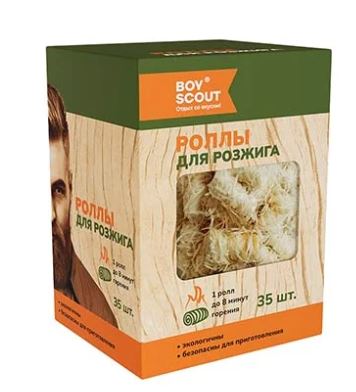 BOYSCOUT  Роллы для розжига 35шт в короб, с окном 61629
